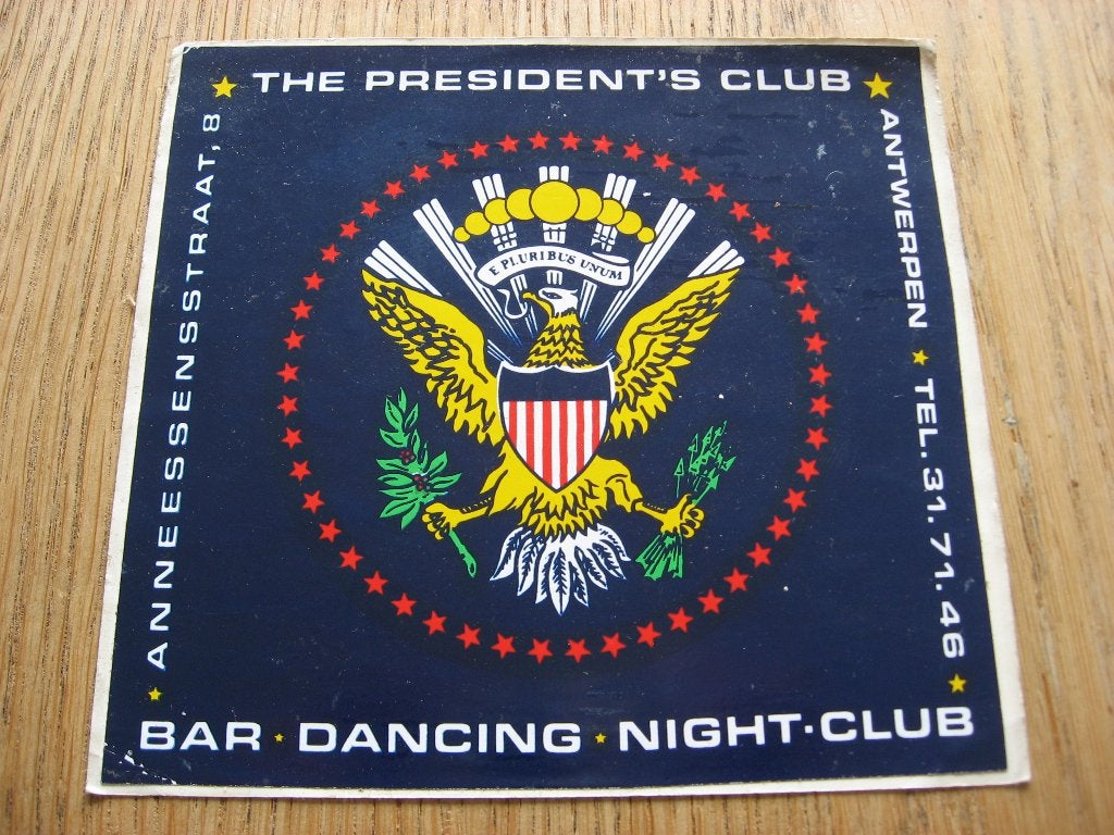 Vintage Sticker The President's Club Bar Dancing Night Club, Ophalen, Nieuw, Overige typen