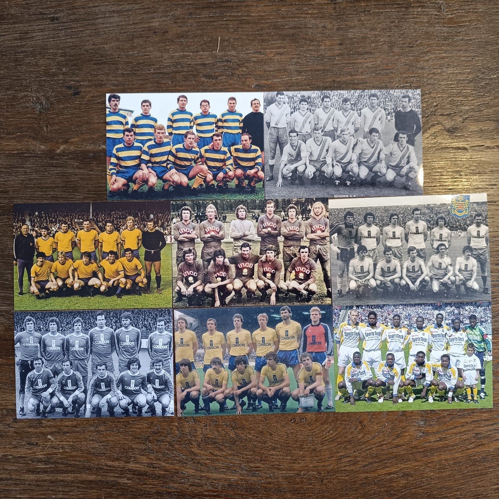 8 x Foto S.K. BEVEREN voetbal elftal, Verzamelen, Verzenden
