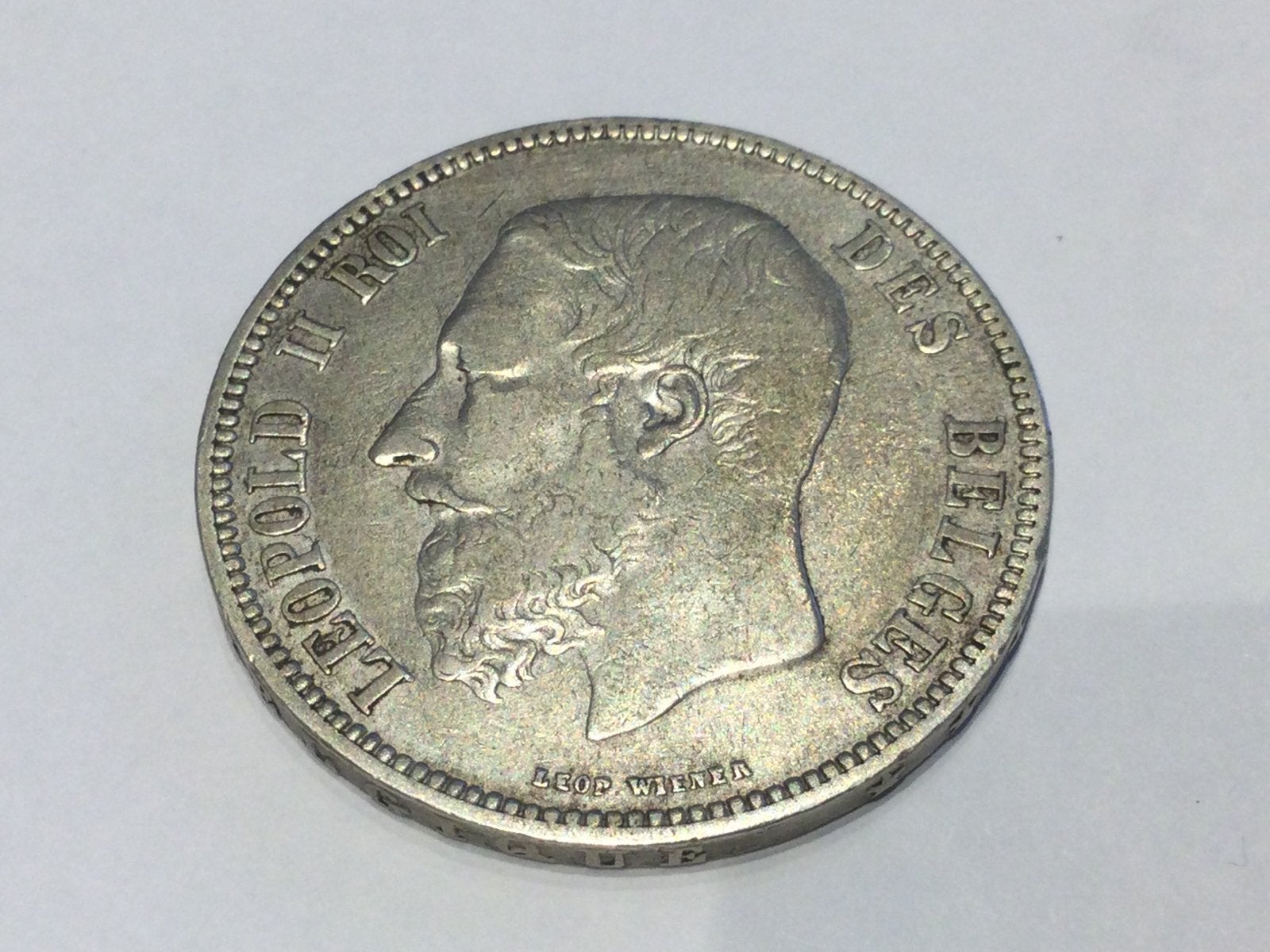 België 5 Frank 1868 Zilver B positie zeldzaam, Ophalen of Verzenden, Zilver