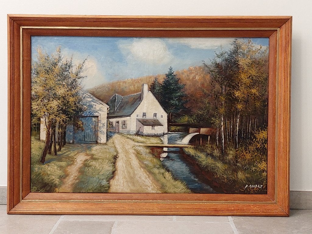 Paysage de campagne, Antiquités & Art, Art | Peinture | Classique, Enlèvement ou Envoi, Peinture à l'huile, Paysage, Toile