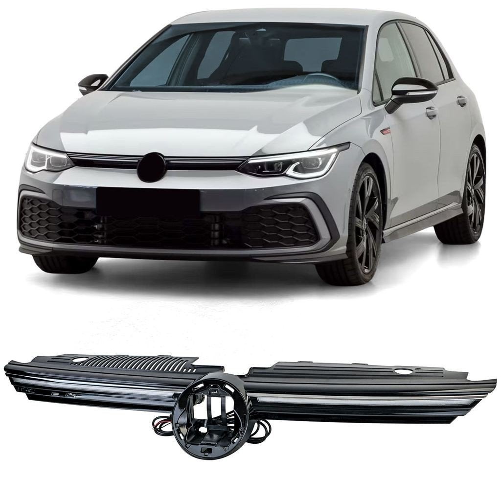 Led Grill Glans Zwart met Chrome Geschikt Voor VW Golf 8 [va, Envoi