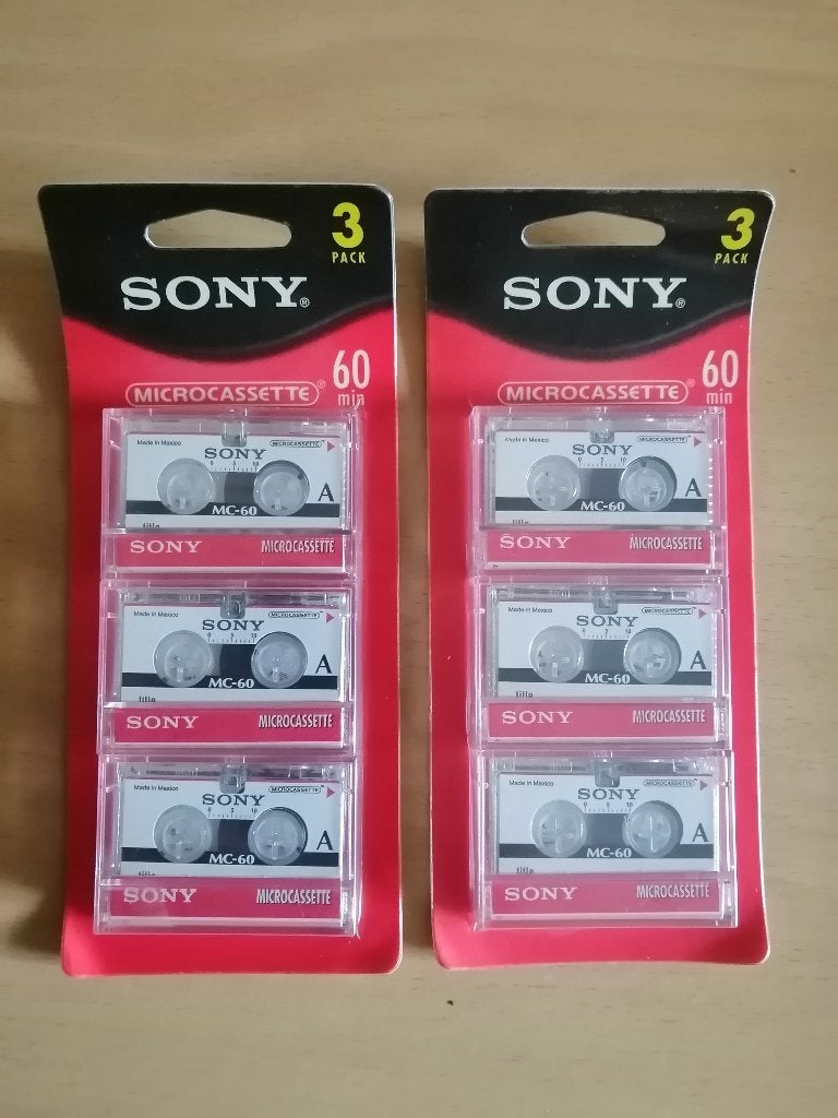 2 packs de 3 micro-cassettes audio vierges Sony 60 minutes, Enlèvement ou Envoi, Neuf, dans son emballage, Vierge