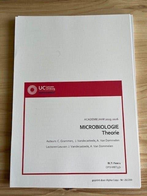 UCLL Microbiologie Theorie MBT55b, Boeken, Ophalen of Verzenden, Nieuw, Hogeschool