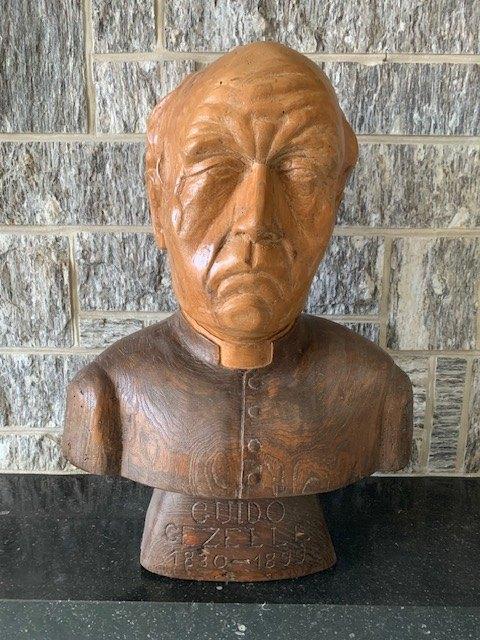 Borstbeeld Guido Gezelle, Antiek en Kunst, Ophalen, Buste, Handgemaakt, 20 - 50 cm
