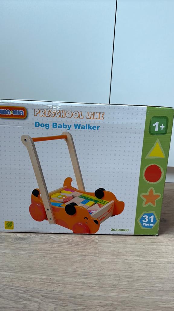 Loopwagen/ blokkendoos, Kinderen en Baby's, Speelgoed | Houten speelgoed, Ophalen, Gebruikt, Duw- of Trekspeelgoed