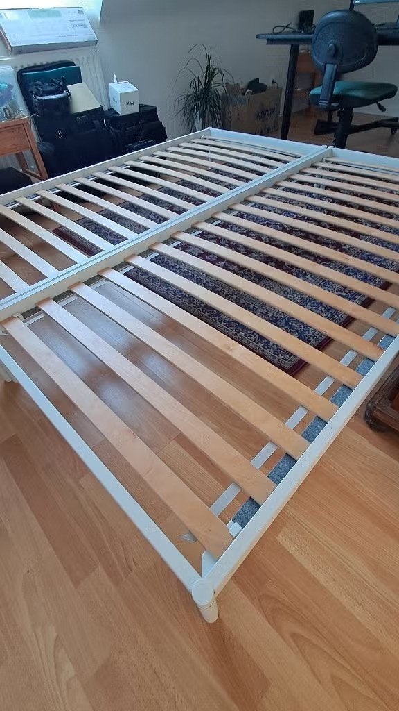 2x Lit + Sommier IKEA 90 cm x 200 cm, Maison & Meubles, 90 cm, Enlèvement, Blanc, Une personne
