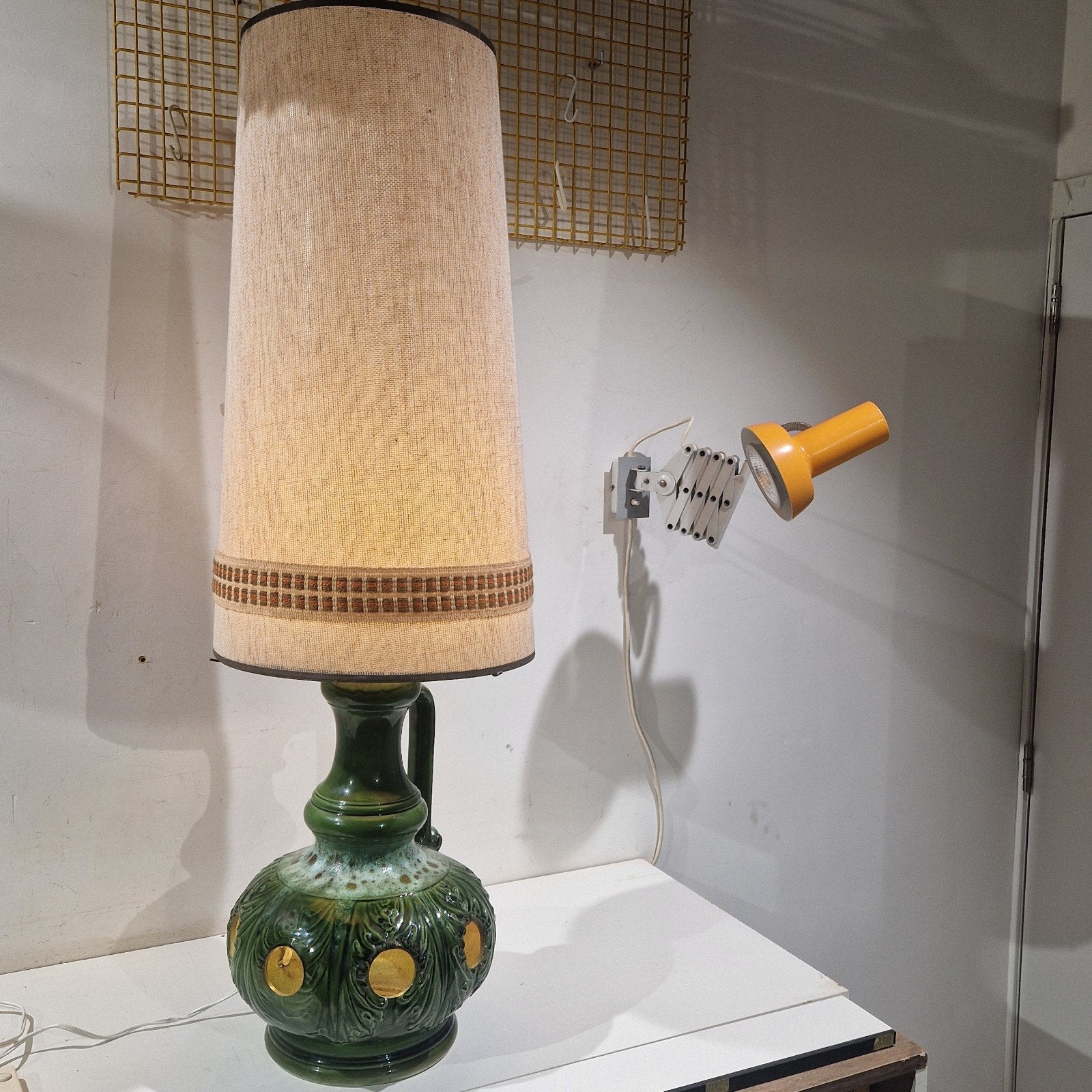 groene keramische fat lava vloerlamp ,  110cm , boven en on, Ophalen of Verzenden
