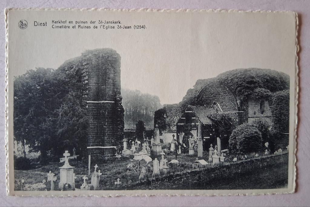 Vintage Postkaart Diest kerkhof en ruïne kerk, Enlèvement ou Envoi