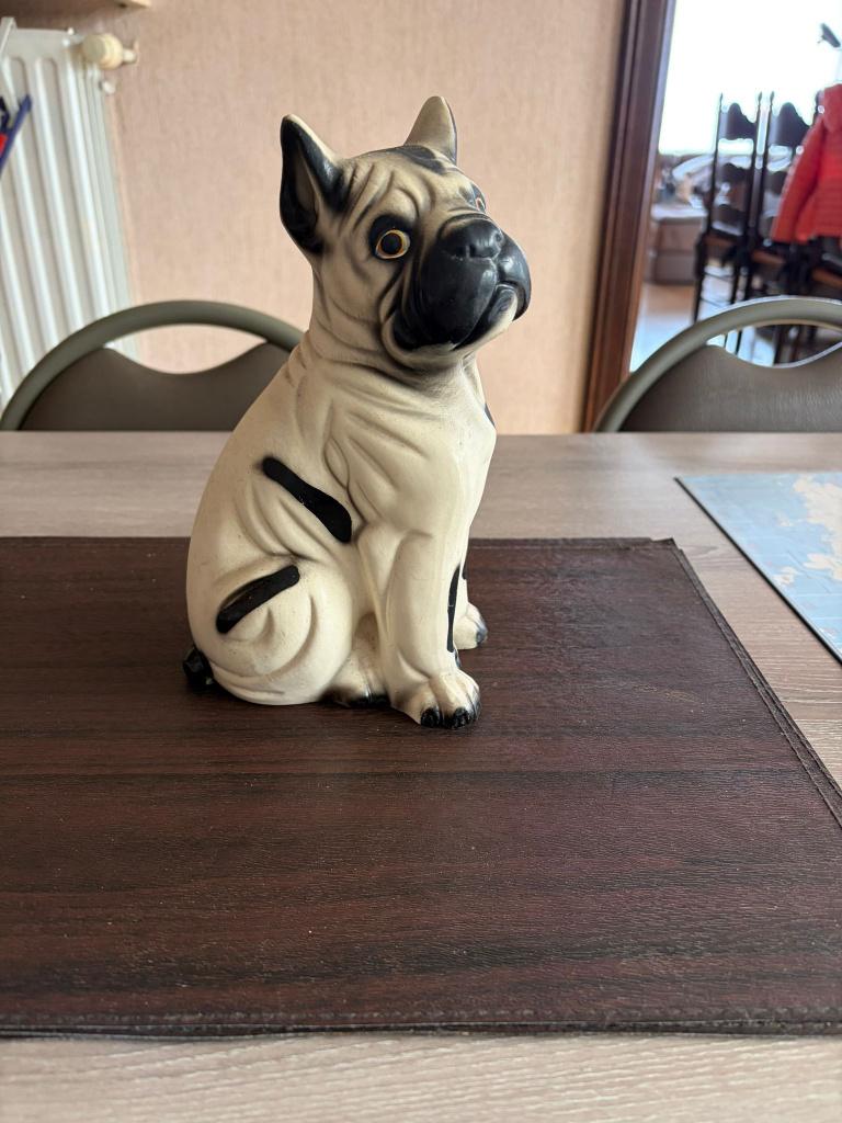 Stenen spaarpot mopshond, Verzamelen, Spaarpotten, Ophalen