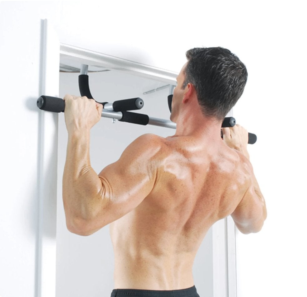 Iron Gym optrekstang voor deur, Sport en Fitness, Fitnessmaterialen, Ophalen, Gebruikt, Rug