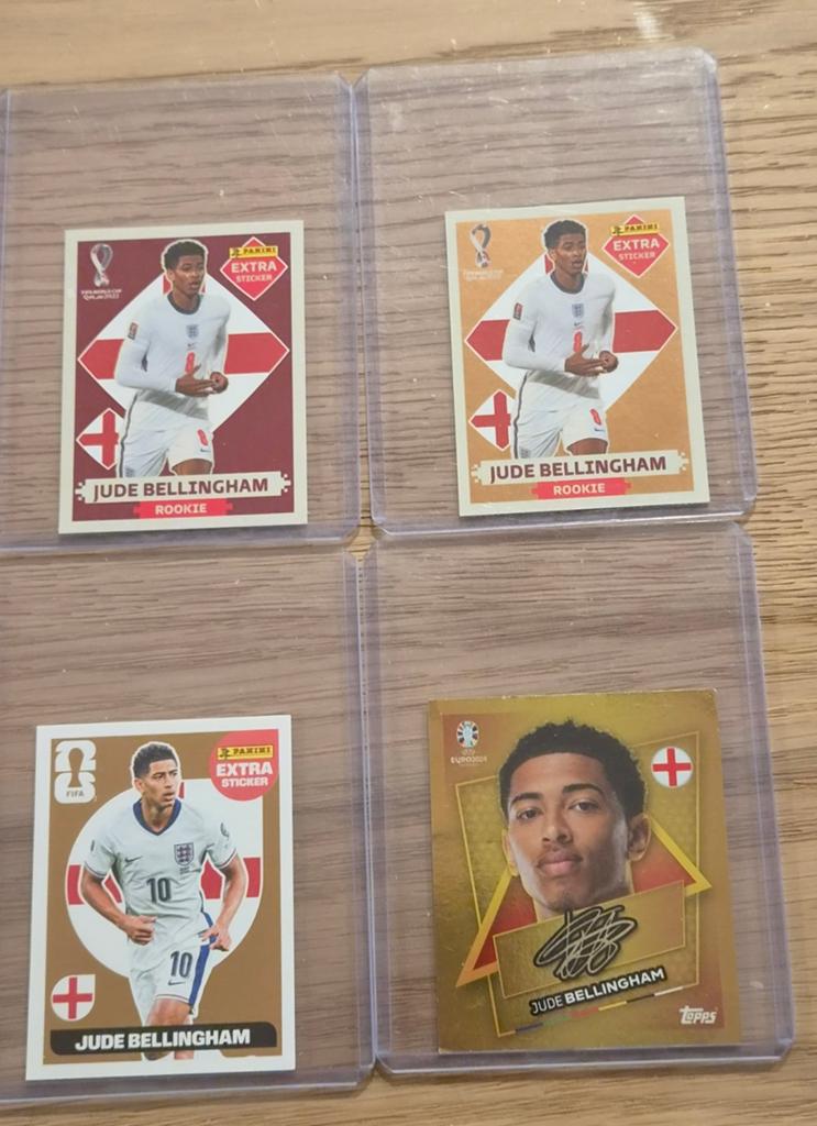 4 Stickers Jude Bellingham Panini-Topps., Enlèvement ou Envoi, Autocollant