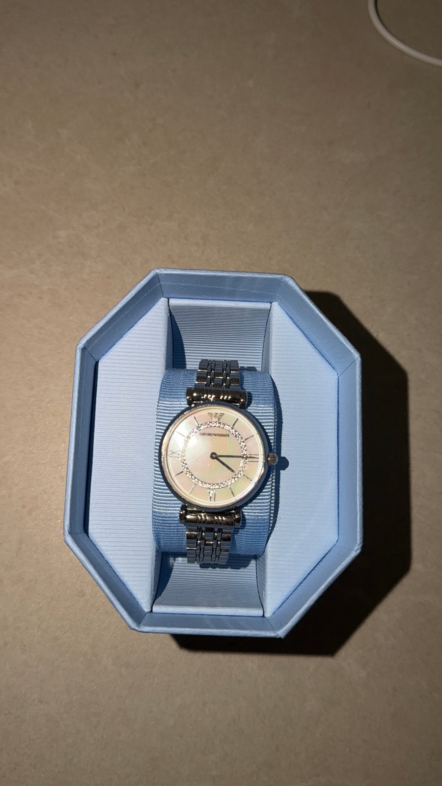 Emporio Armani zilveren horloge, Handtassen en Accessoires, Verzenden, Zo goed als nieuw, Polshorloge, Overige merken