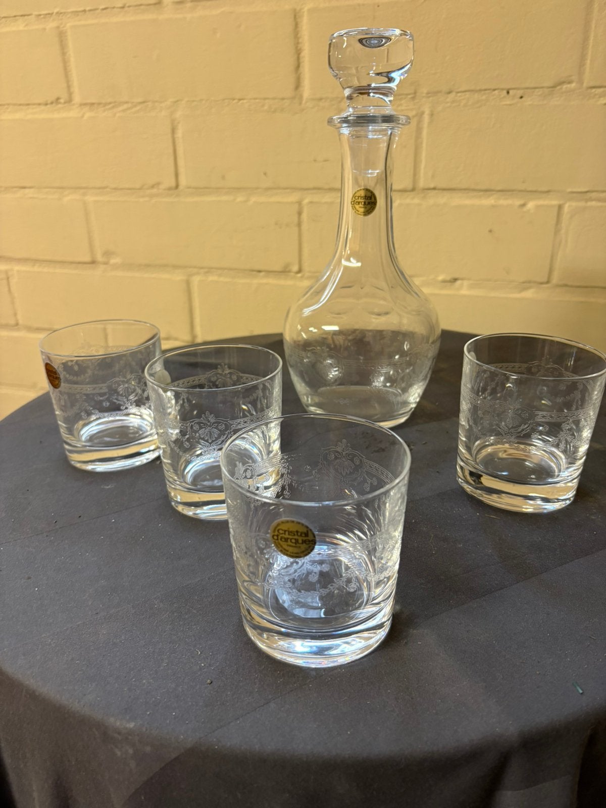 Karaf/ 4 glazen cristal, Antiek en Kunst, Ophalen