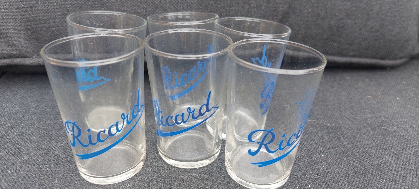 6 mini verres ricard écriture bleu, Enlèvement ou Envoi