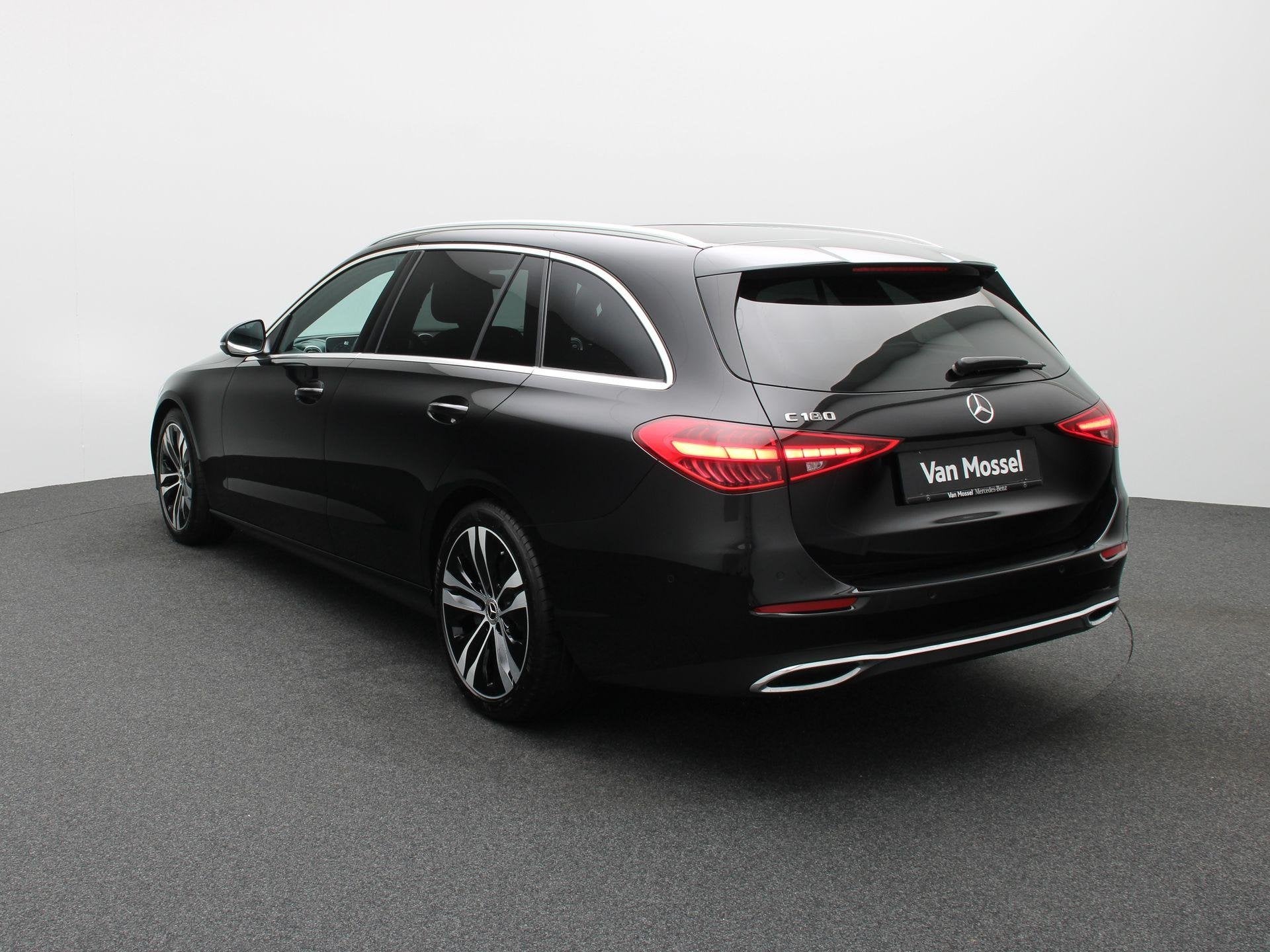Mercedes-Benz C 180 Luxury Line Break + LEDER + VENTILEERDE, Auto's, Automaat, Dealer onderhouden, Zwart, 4 cilinders