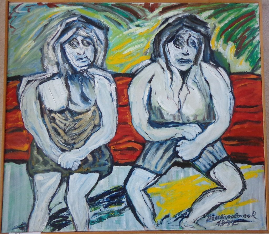 ROBERT DE WISPELAERE / SAMEN ZIJN / OLIEVERF 123x137cm KADER, Ophalen, Figuren, Gesigneerd, Olieverf