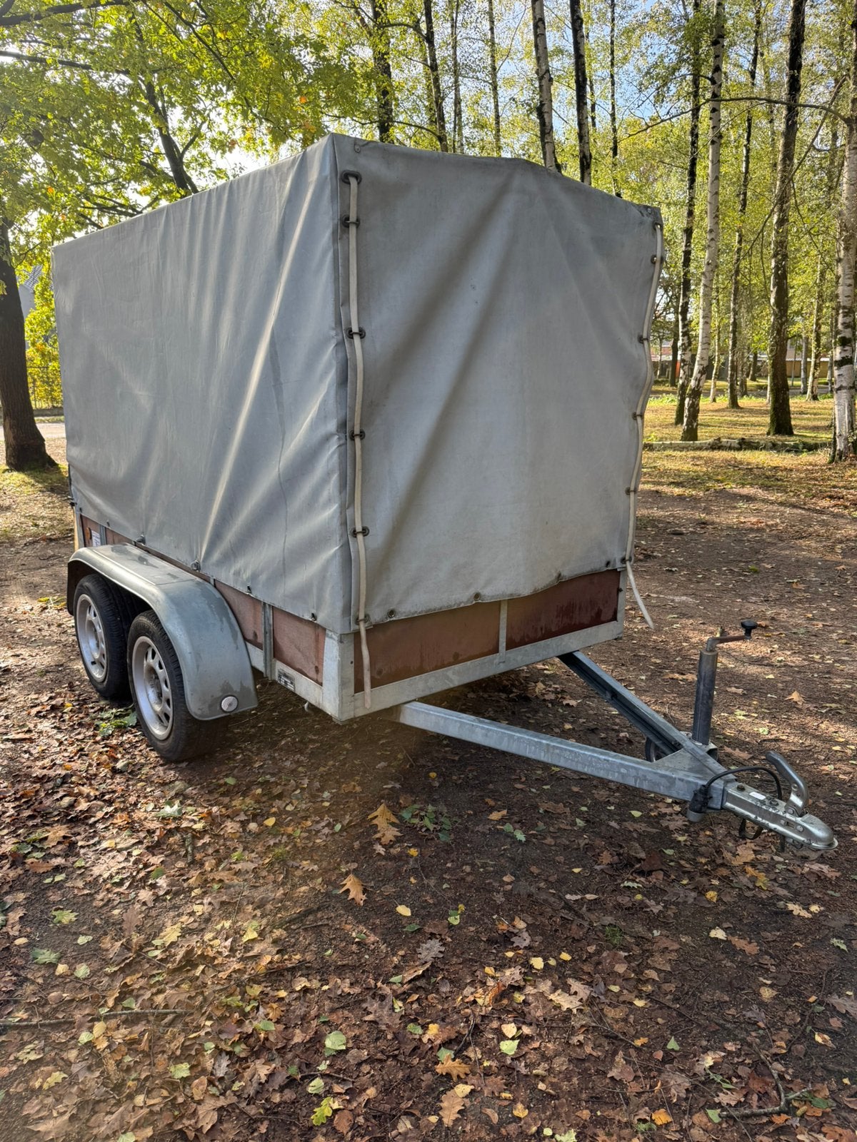 Ongeremde dubbelas aanhangwagen met huif, Auto diversen, Ophalen, Zo goed als nieuw