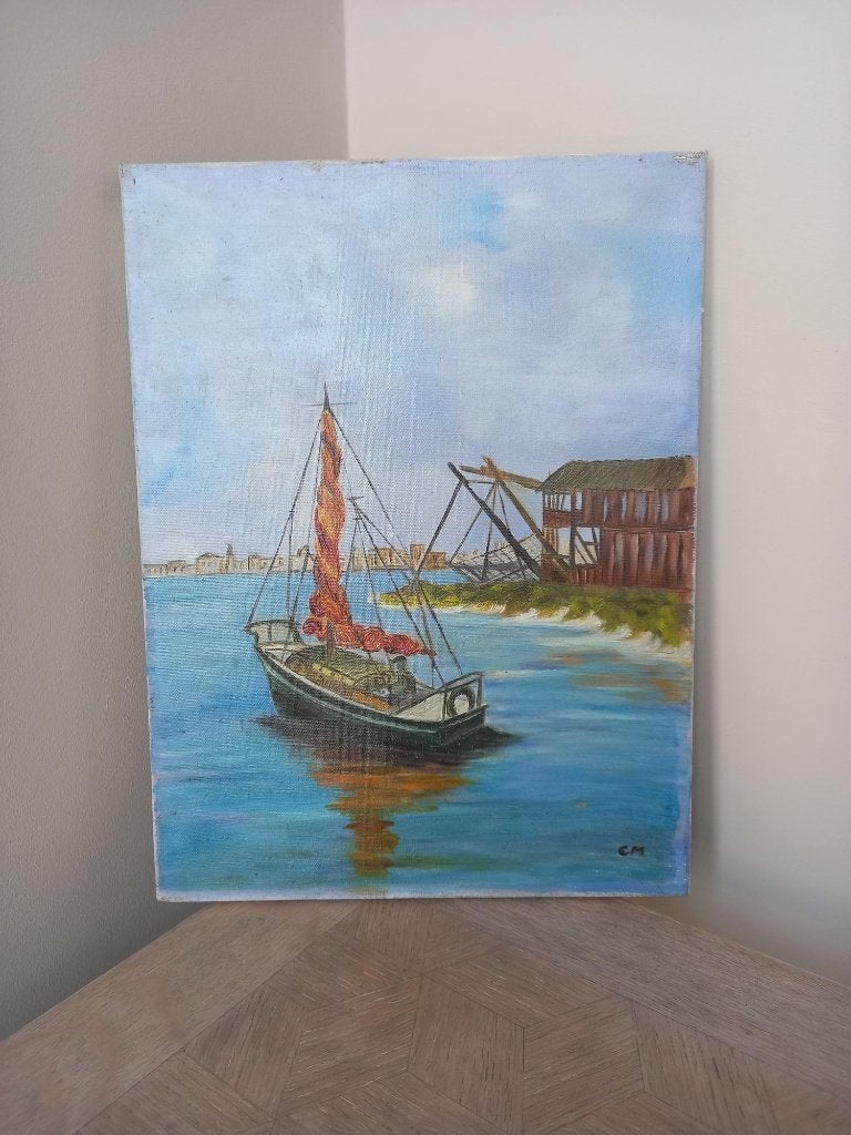 Peinture marine, Antiquités & Art, Enlèvement ou Envoi, Peint à la main, Maritime / eau, Toile