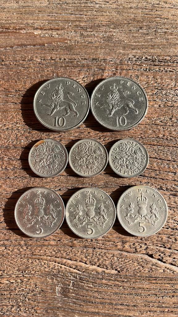 UK muntlot – 5p, 6p & 10p – jaren 60–75– Queen Elizabeth II, Ophalen of Verzenden, Overige landen, Setje