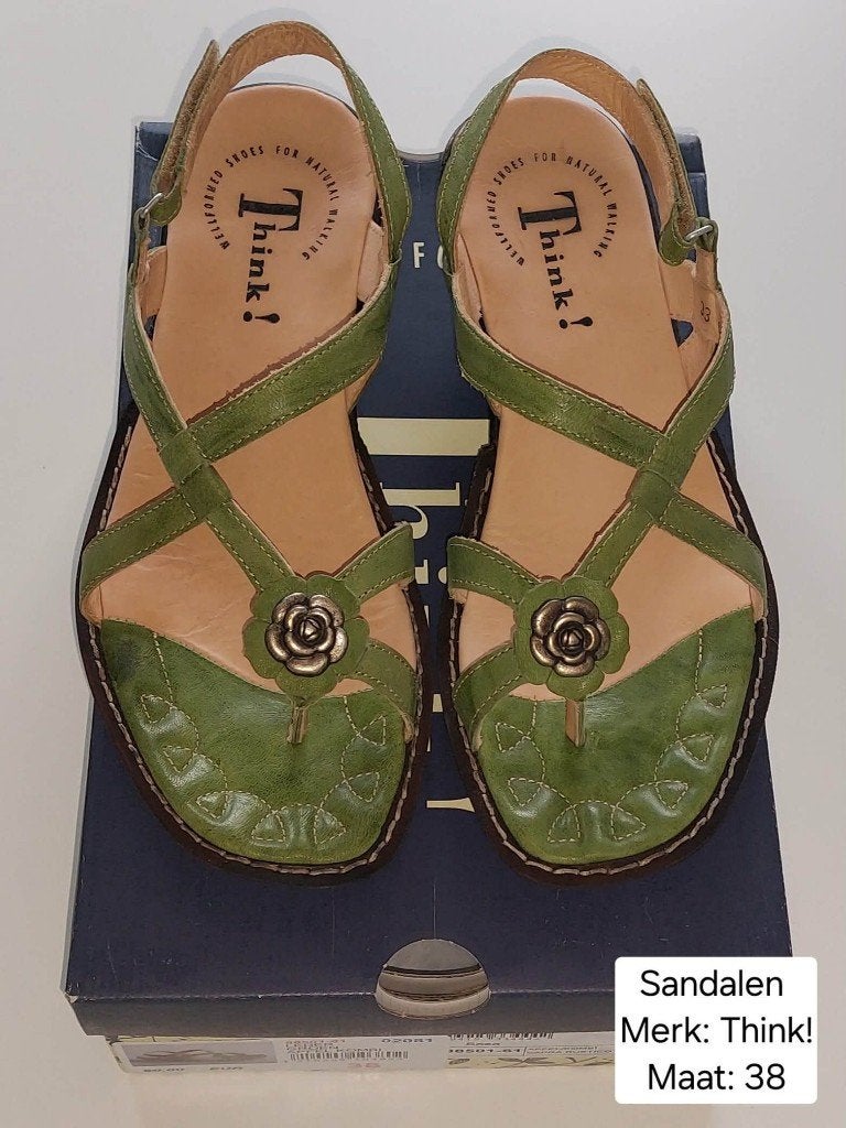 Sandalen dames: maat 38. Merk: Think! (NIEUWSTAAT+DOOS), Kleding | Dames, Schoenen, Think!, Nieuw, Groen, Sandalen of Muiltjes