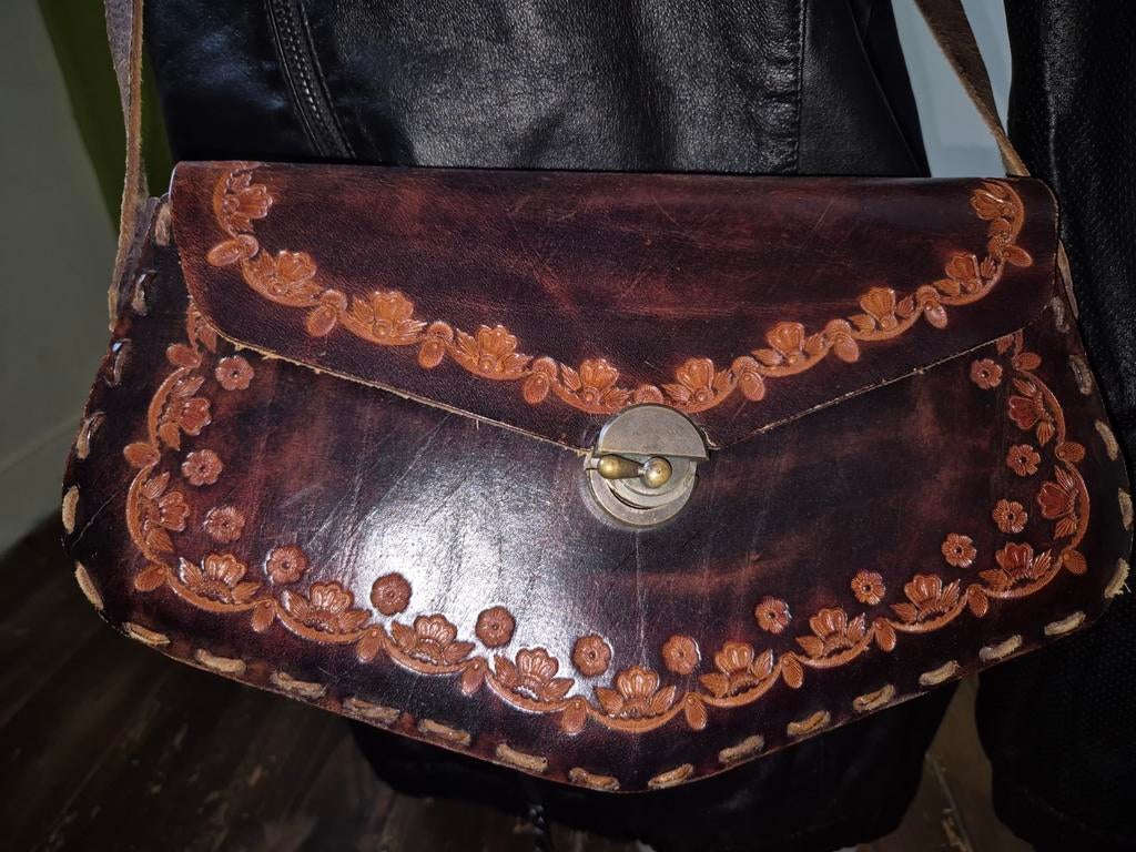Tooled leather Mexicaanse tas, Handtassen en Accessoires, Tassen | Damestassen, Ophalen of Verzenden