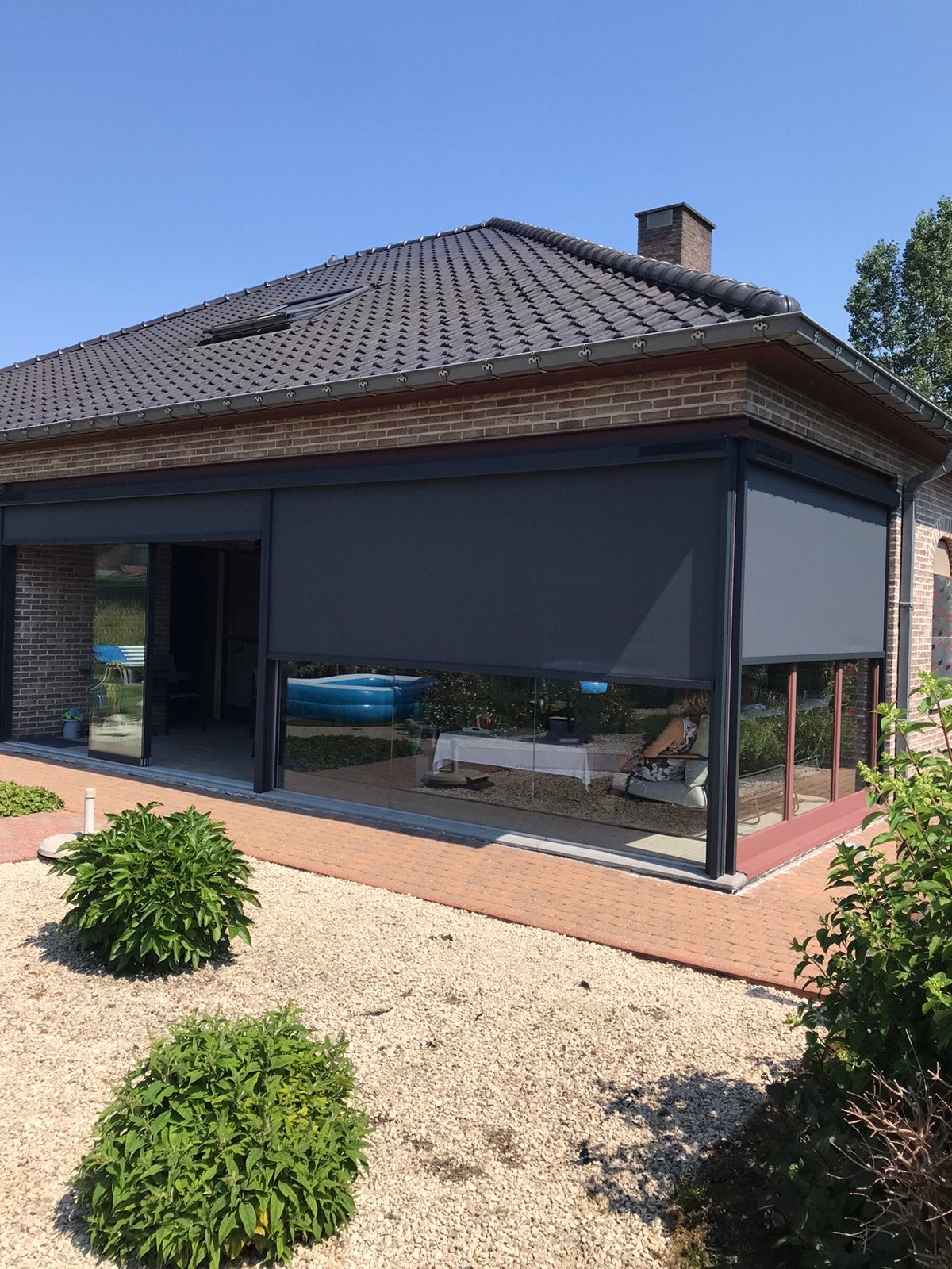 Screen solar motor met afstandsbediening, Tuin en Terras, Overkappingen, Ophalen of Verzenden