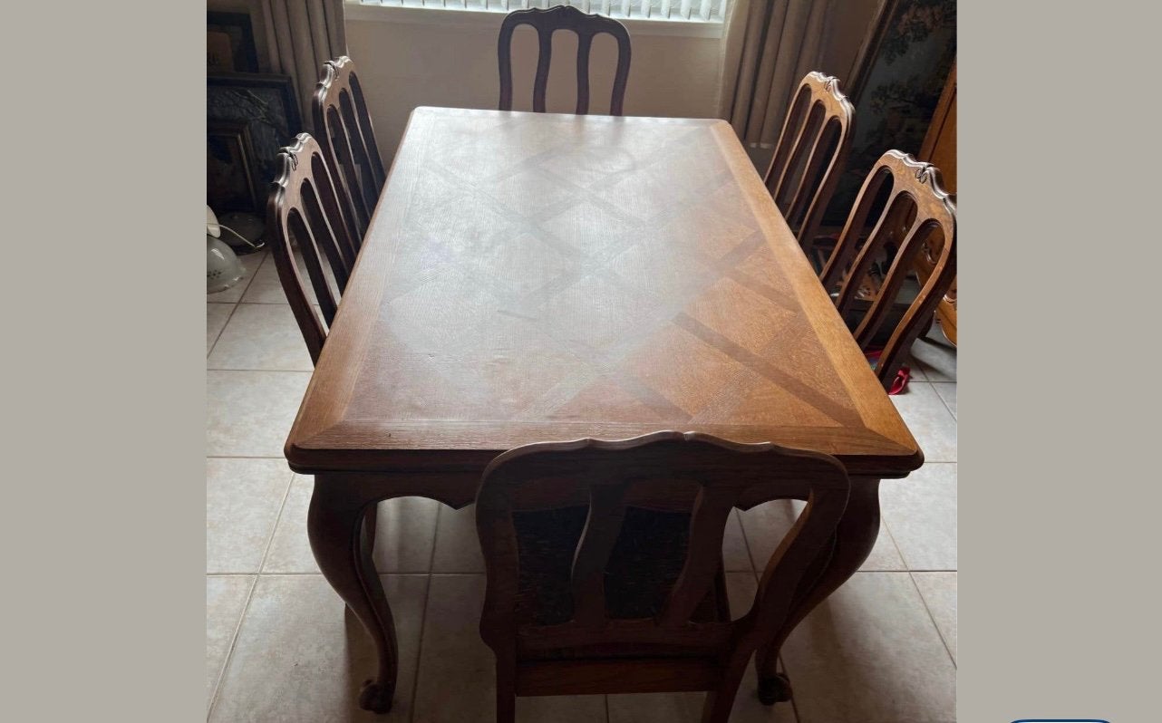 Te koop tafel en 6 stoelen vintage, Enlèvement, Comme neuf