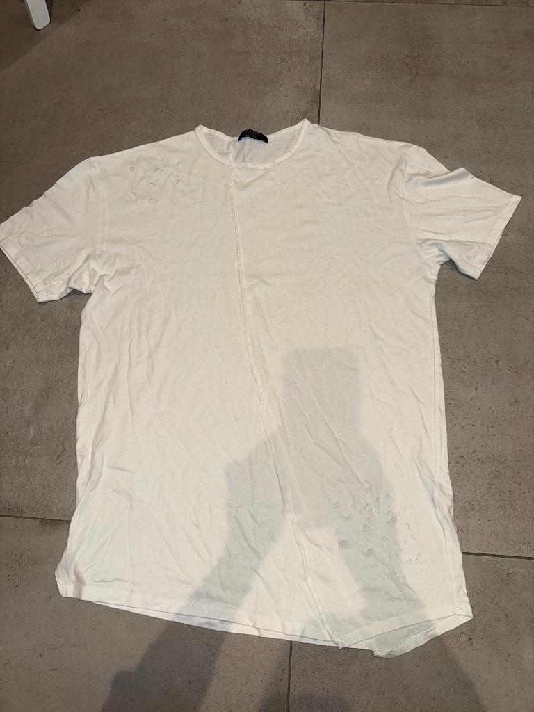 T-shirt Bershka mi-long blanc, Maat 48/50 (M), Wit, Ophalen of Verzenden, Zo goed als nieuw