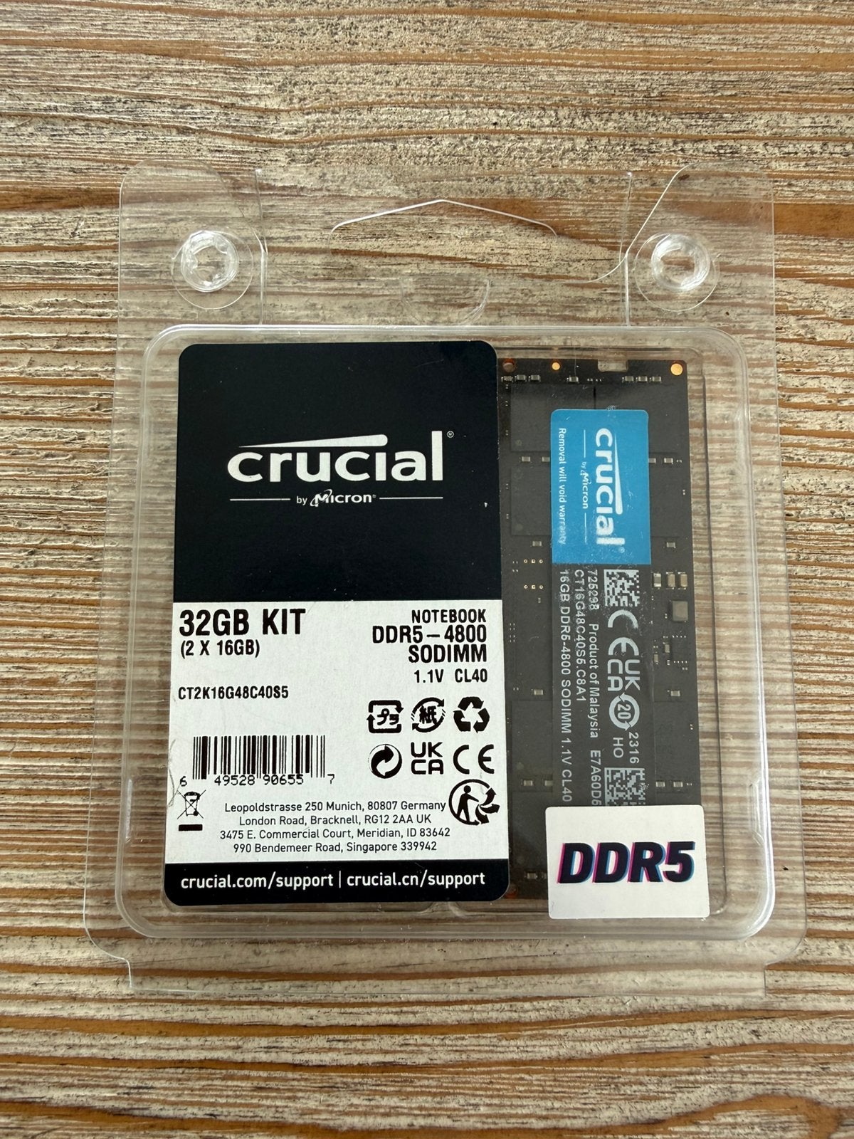 Crucial 32GB Kit (2x16GB) DDR5-4800 SODIMM RAM, Computers en Software, 32 GB, Ophalen of Verzenden, Zo goed als nieuw, DDR5
