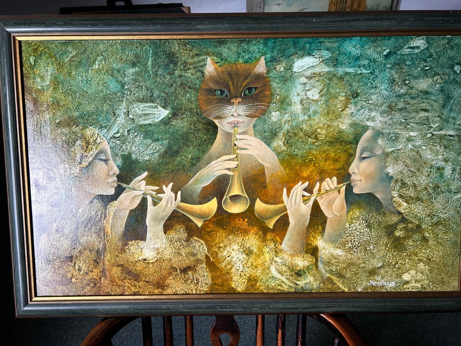 Tableau moderne naïf, Antiquités & Art, Art | Peinture | Classique, Enlèvement ou Envoi, Autres sujets, Technique mixte, Autres styles