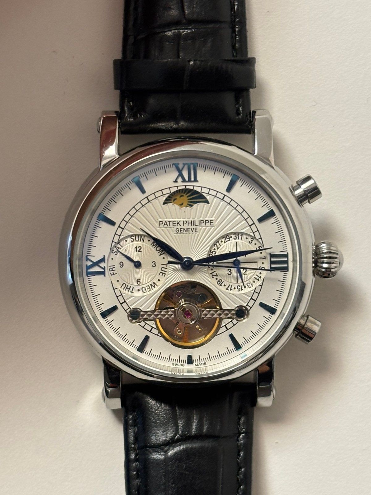 Horloge Patek Philippe Open Heart Tourbillon Moonphase, Bijoux, Sacs & Beauté, Enlèvement ou Envoi