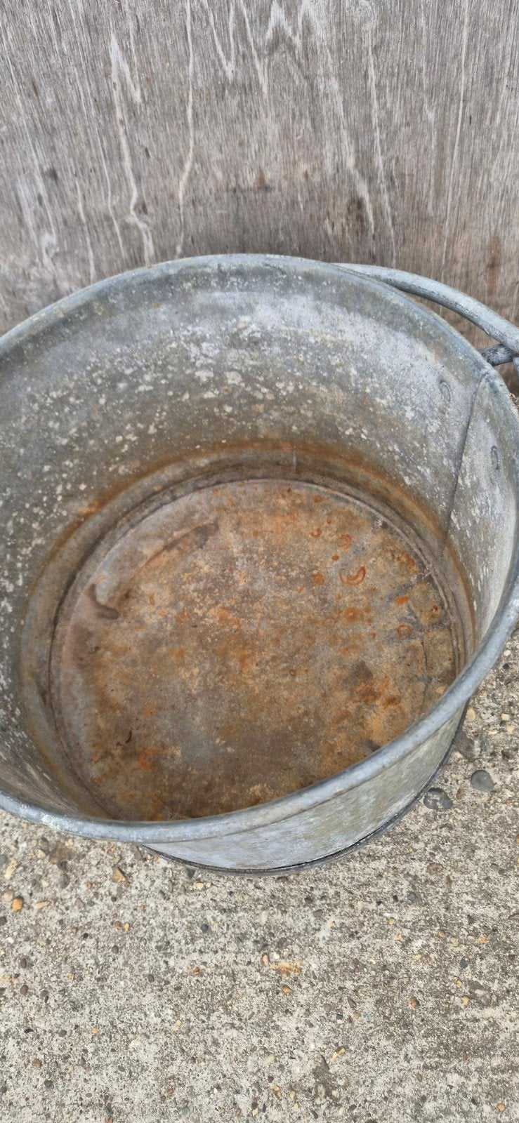 Oude zinken emmer met handgrepen 27 cm, Ophalen, ., ., Tuin