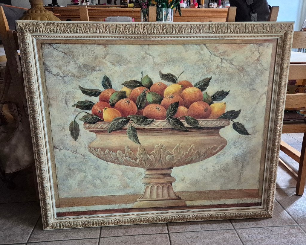 Schilderij fruitschotel, Antiek en Kunst, Ophalen, Stilleven, Olieverf, Klassiek