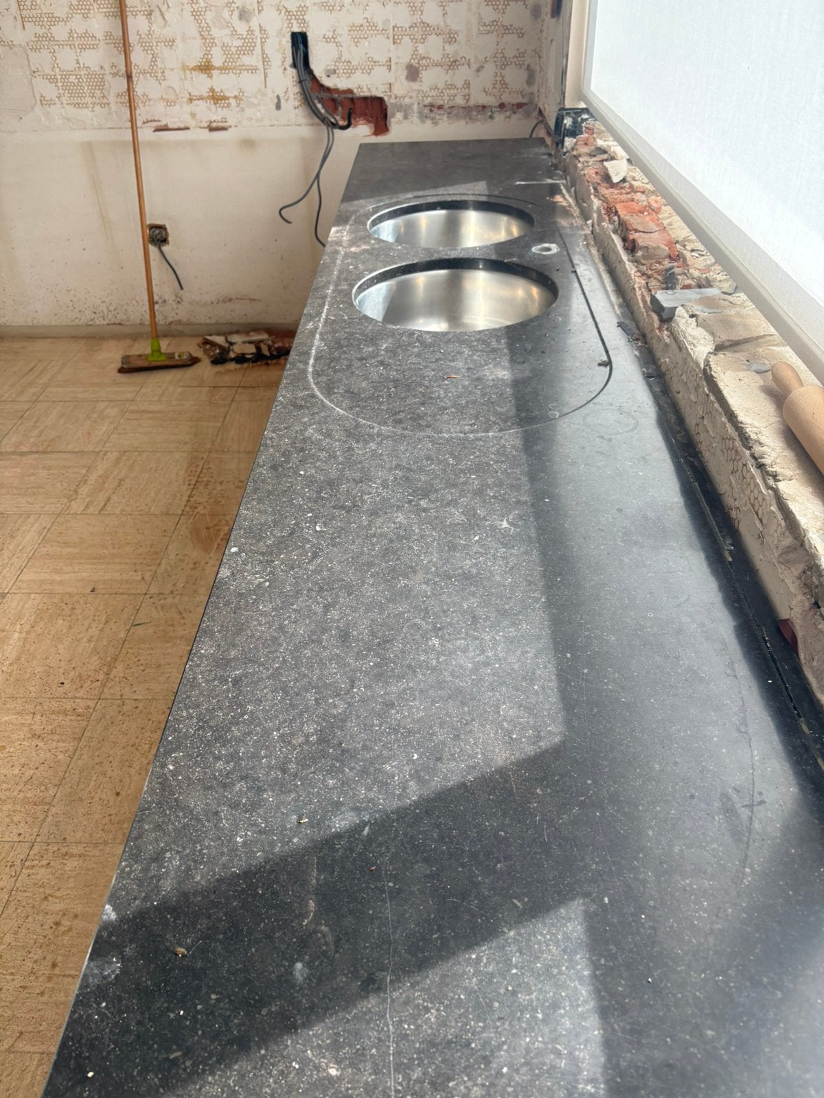 Keuken blad graniet, Ophalen, Gebruikt, Zwart, 200 cm of meer