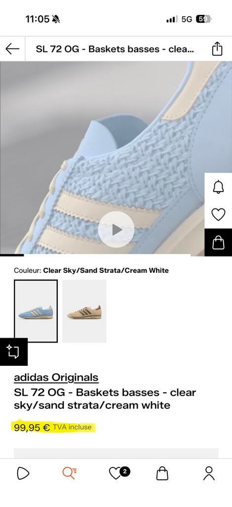 Basket adidas, Enlèvement ou Envoi, Comme neuf