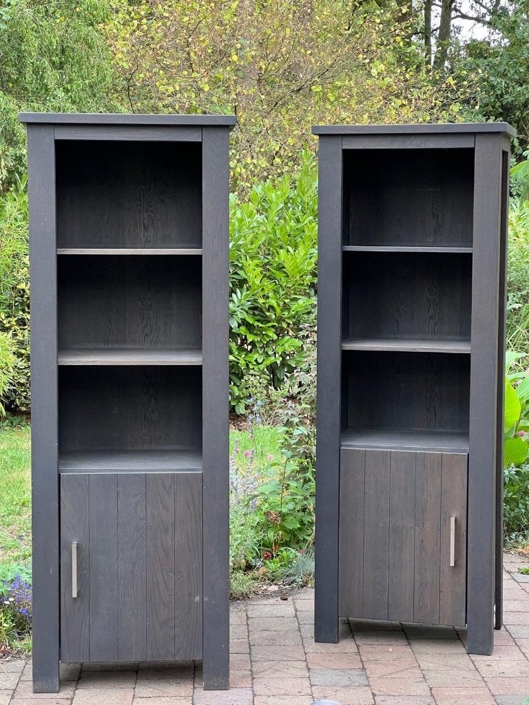 Kasten twee stuks – donkergrijs/antraciet 193x65x45 cm, 3 ou 4 tiroirs, 25 à 50 cm, Landelijk, stoer, industrieel, modern, Chêne