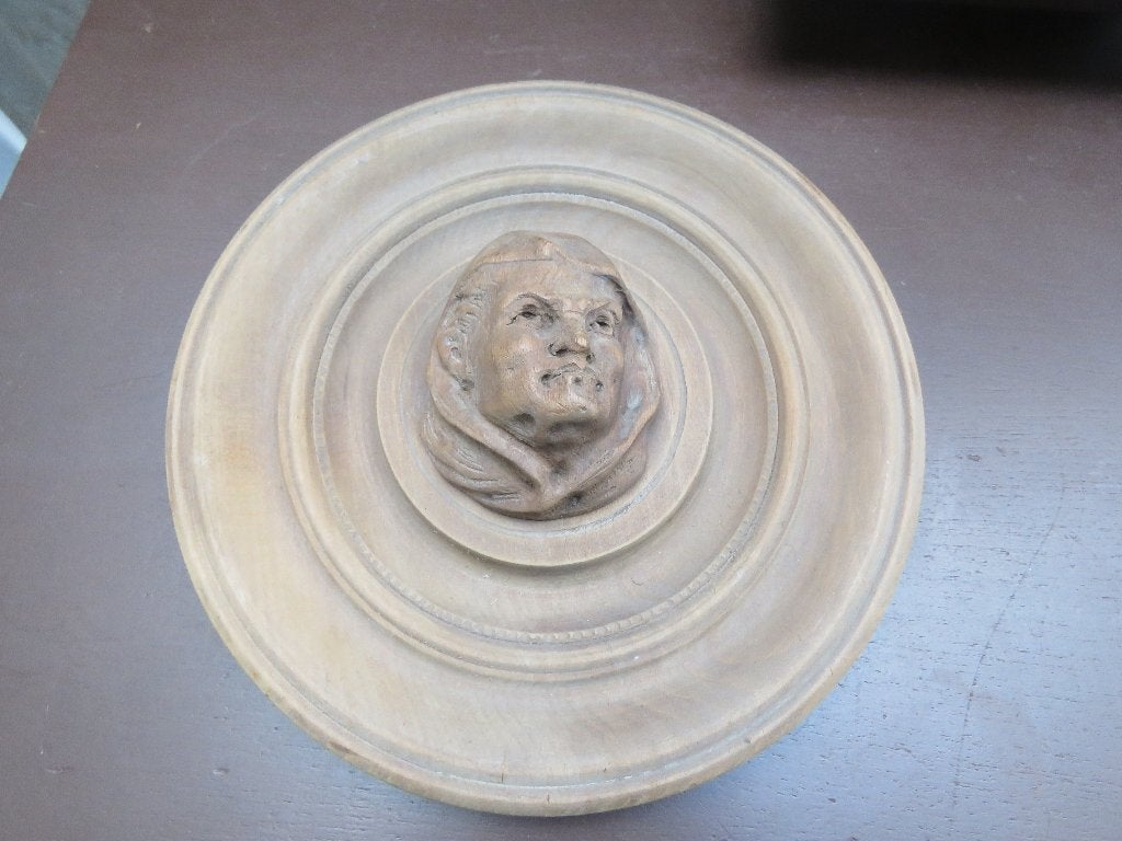 Plaque murale médaillon en bois Visage sculpté, Enlèvement ou Envoi, Masque