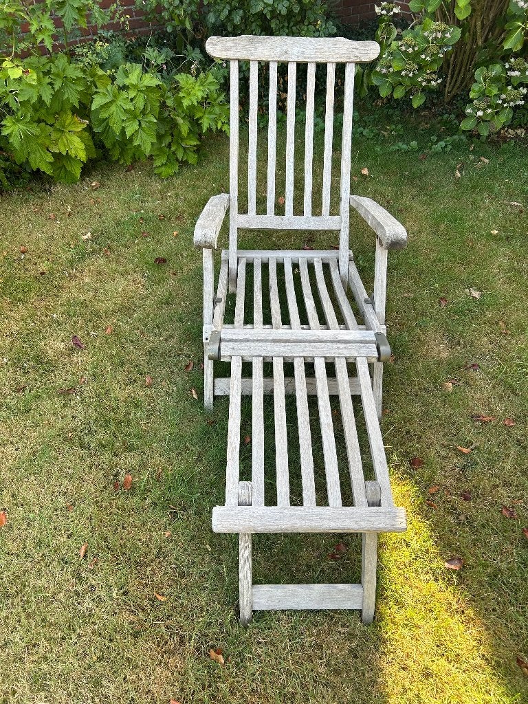 Ligbed teak dekchair, Tuin en Terras, Ophalen, Zo goed als nieuw, Teakhout, Inklapbaar
