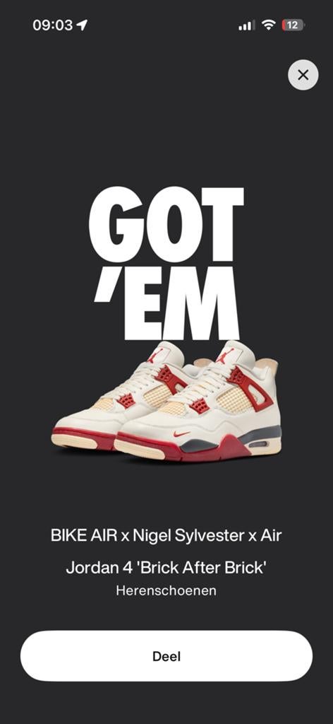 Jordan 4 Retro Nigel Sylvester Brick After Brick - 42 & 42,5, Kleding | Heren, Schoenen, Wit, Nieuw, Ophalen of Verzenden, Sneakers