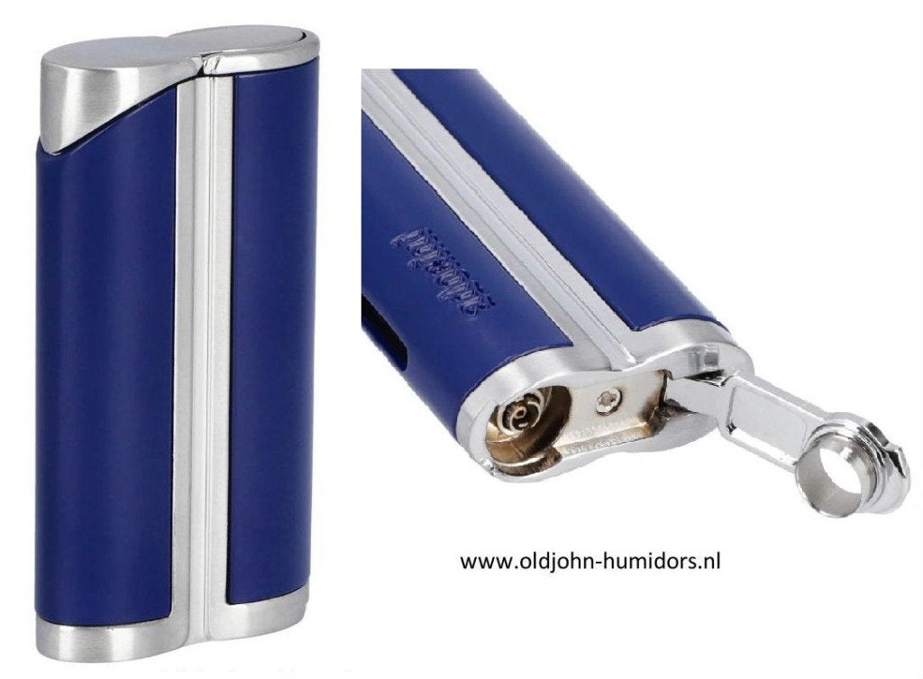 ADORIN  SIGAARAANSTEKER  JETFLAME BLUE/ SILVER + BOOR sas27, Ophalen of Verzenden, Nieuw, Aansteker