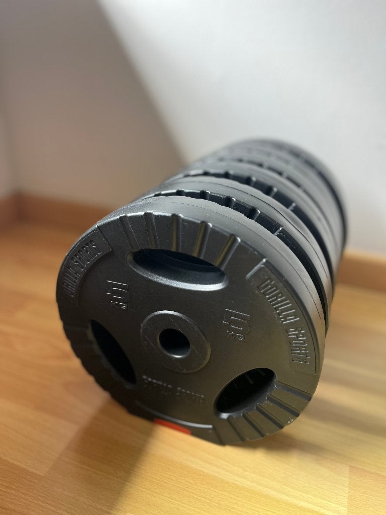 Gorilla Sports Gewichten (6 x 5 kg) halterschijven kunststof, Sport en Fitness, Ophalen, Nieuw, Benen, Halterschijven