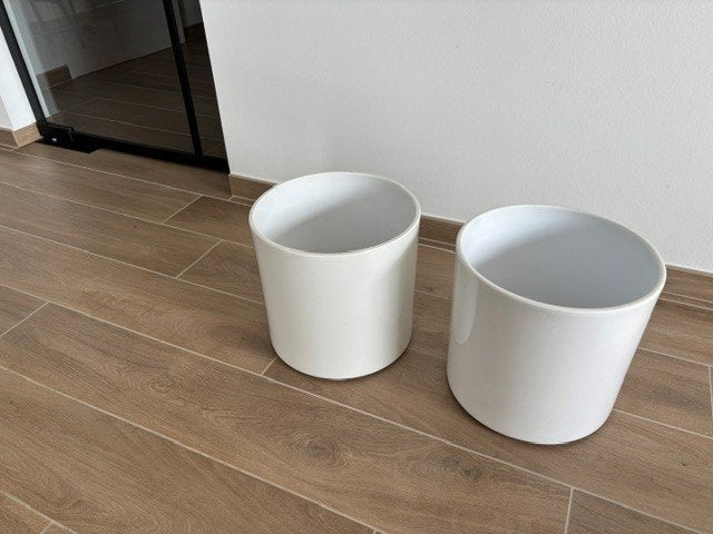 BLOEMPOT KERAMIEK WIT, Rond, Zo goed als nieuw, Minder dan 40 cm, Binnen