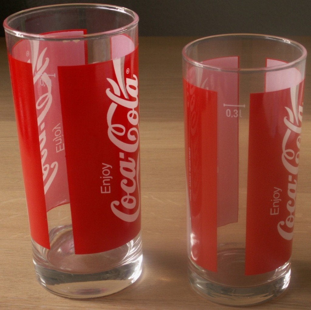 Set 2 recht Coca Cola glas Enjoy Coca-Cola Coke 0,4l en 0,3l, Verzamelen, Ophalen of Verzenden, Nieuw