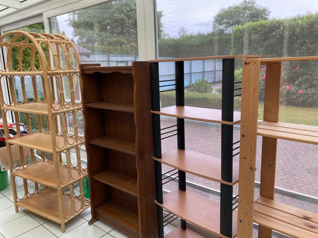 Rekken , waaronder 1 eiken boekenkast ., Ophalen, Gebruikt, Hout