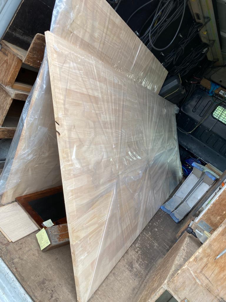 Rubberwood 18mm paneel 280x70b/2 reststukken & 33mm trede, Ophalen, Nieuw