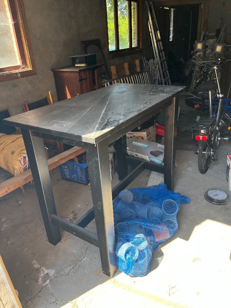 Zwarte hoge tafel, Huis en Inrichting, Tafels | Statafels, Ophalen, Gebruikt