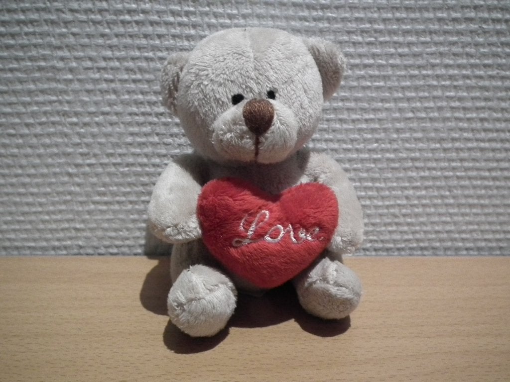 Peluche ourson (hauteur 11 cm) 100% polyester, Autres marques, Comme neuf, Ours, Beige