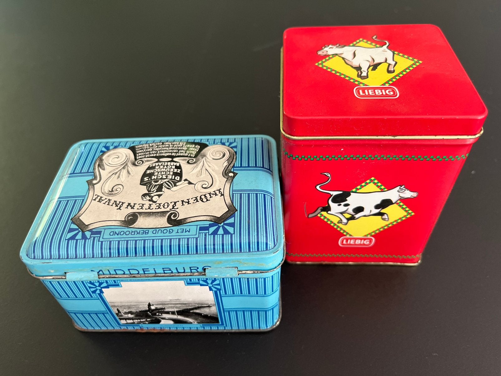 Twee kleine blikjes vintage, Enlèvement ou Envoi, Utilisé, Autre, Autres marques