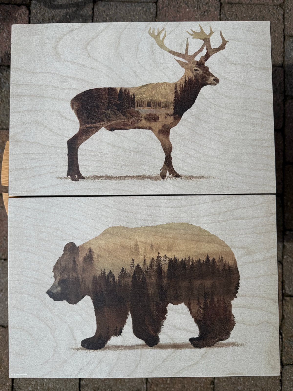 Set blokkaders (hert & beer) | IKEA, Minder dan 50 cm, Ophalen of Verzenden, Zo goed als nieuw, Schilderij