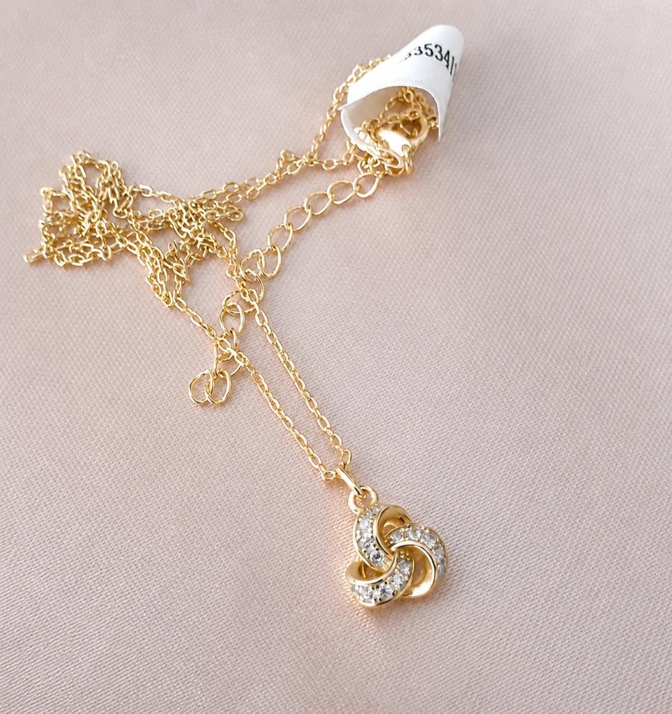 Ketting met hanger goud met knoop en witte diamantjes, Neuf, Enlèvement ou Envoi, Or, Avec pendentif